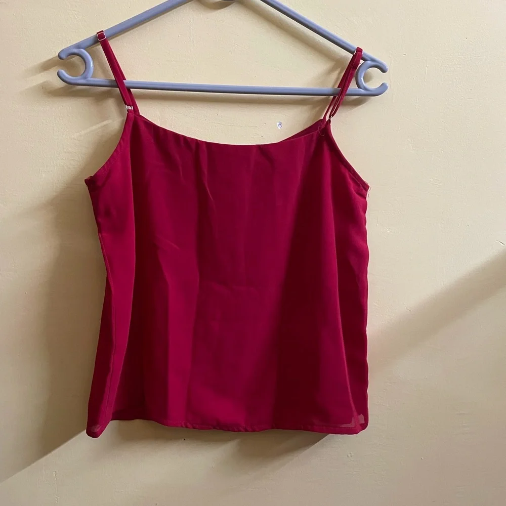 AND Solid polyester Square neck button down A line Top - Picture 2 of 3